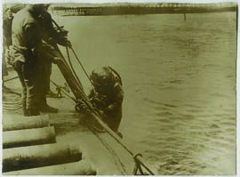 "971 Im Getreidehafen von Rustschuck. Taucher beim Aufstieg."