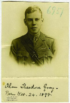 Retrato de busto del soldado Alan Theodore Gray
