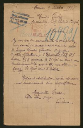 Expediente de Valentin Auguste Gonda