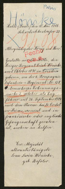 Expediente de Erich Hönicke