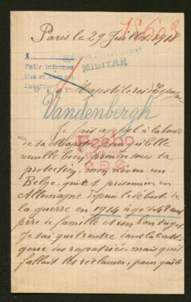 Expediente de Auguste Vanderbergh