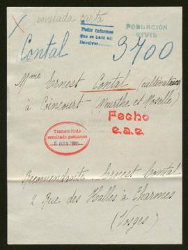 Expediente de la familia de Ernest Contal