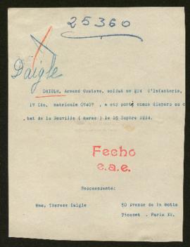 Expediente de Armand Gustave Daigle