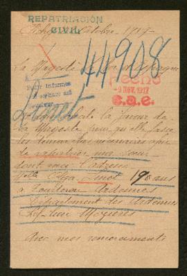 Expediente de Olga Linet y la familia Kleppert Mézières