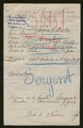 Expediente de Louis François Desiré Sergent