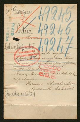 Expediente de la familia Leduc Dussart y Marie Bareteau