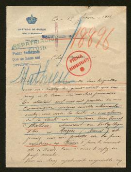 Expediente de madame veuve Ernest Mathieu y el militar Xavier Peres