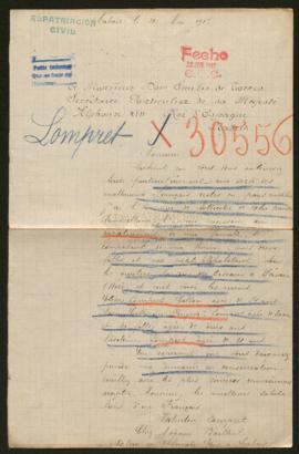 Expediente de la familia Lompret Gillon y Marie Catherine Ringeval Lompret y su hija