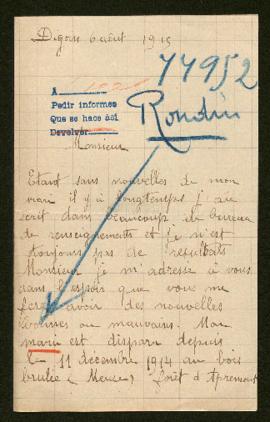 Expediente de Toussaint Rondin