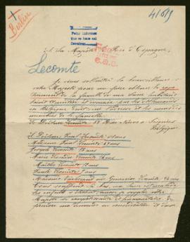 Expediente de Geneviève Vacherand Lecomte y la familia Lecomte
