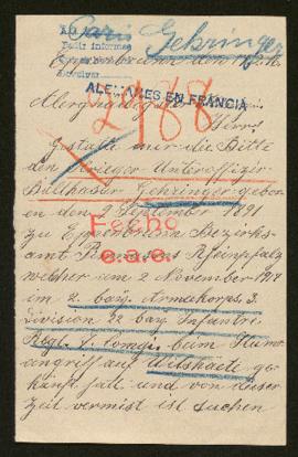 Expediente de Balthasar Gehringer