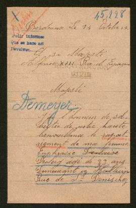 Expediente de Euphrasie Demeyer Declerq