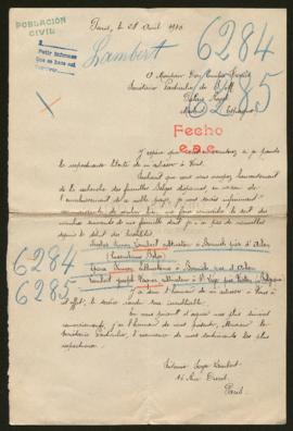 Expediente de Nicolas Simon Lambert, monsieur y madame Simon y Joasph Lambert Vagner