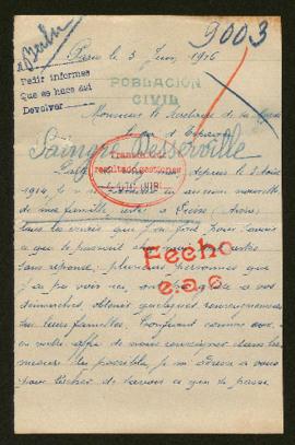 Expediente de madame Saingre Desserville