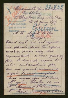 Expediente de Charles Guérin, Hélèna Marquant, Marie Davignies y Germaine Bihells