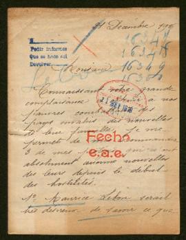 Expediente de la familia de Maurice Lebon, Marie Dezodt Plouvier y Henri Lobry y su esposa