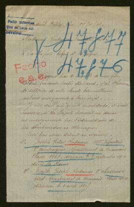 Expediente de Joseph Victor Sadaune y Emile Joseph Sadaune