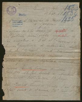 Expediente de Giovanni Camilla, Luigi Pigolotti y Giuseppe Sterzati