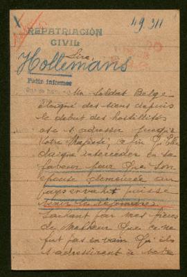 Expediente de Rosa Hollemans Leclercq e hija