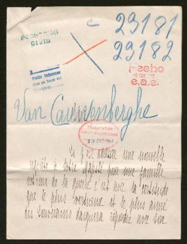 Expediente de madame veuve Louis Van Cauwenberghe y Blanche Van Cauwenbergh Poppé