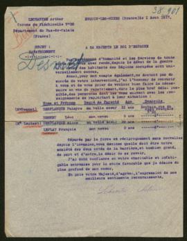 Expediente de las familias Desmet Desplanque y Leplat Desplanque