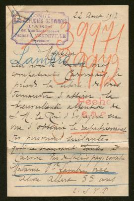 Expediente de Aline Lambre Allart, la familia Cocheteux Lambre, Hermance Lambre y Emile Carlier