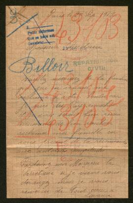 Expediente de madame Jules Billoir e hijos, Berthe Billoir y Jules Billoir