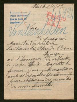 Expediente de la familia Vanderschelden Vanelstraete