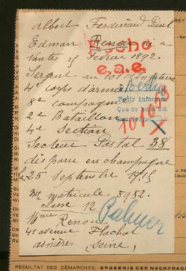 Expediente de Albert Ferdinand Paul Edmond Renou