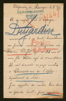 Expediente de la familia Dujardin Duflot