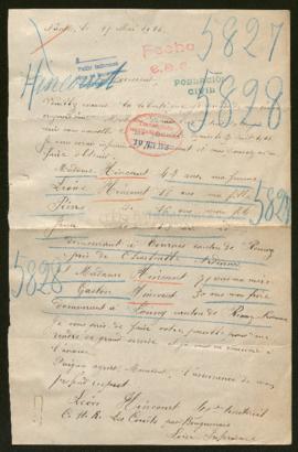 Expediente de la familia de Léon Hincourt