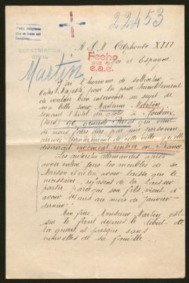 Expediente de madame Adolphe Edouard Martin y su hijo