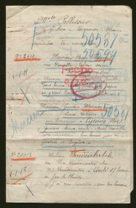 Expediente de Henri Plaquet y otros civiles a petición de mademoiselle Pellissier