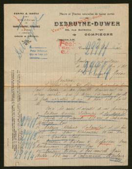 Expediente de las familias de Eugène Debruyne, de Alphonse Dubrunfaut, la familia Defasque y la f...
