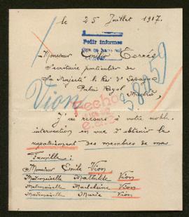 Expediente de la familia de Emile Vion