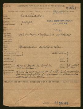 Expediente de Joseph Taillade