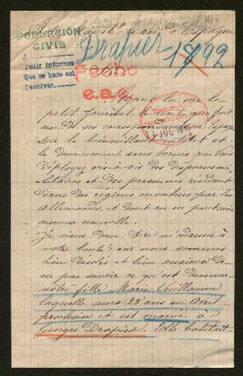 Expediente de Marie Drapier Vuillaume y Georges Drapier