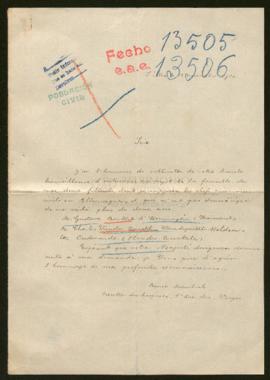 Expediente de Gustave Beublet y Charles Vanderdoneckt Vandeputte