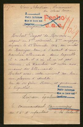 Expediente de Hubert Duport de la Rivière y Comminges