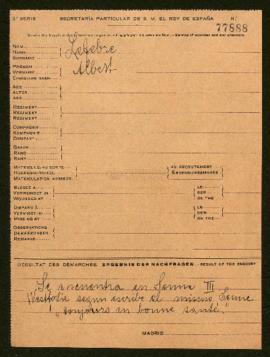 Expediente de Albert Lefèbre
