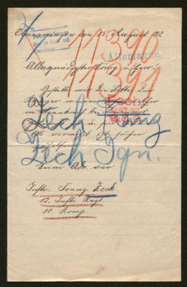 Expediente de Franz Zech y  Ignaz Zech