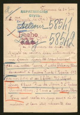 Expediente de Jeanne Marthe Delcour y la familia Leroy