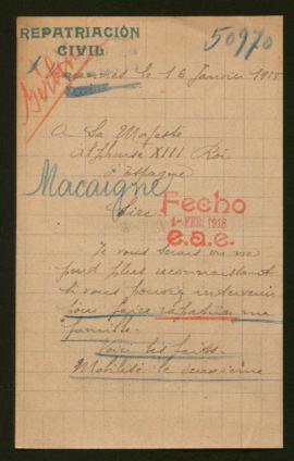 Expediente de la familia Macaigne-Delval