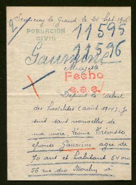 Expediente de la familia Willems y Léonie Gaumine Trévisso