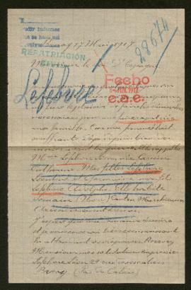 Expediente de la familia Lefebvre Cousin