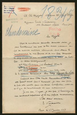 Expediente de la familia Vandevaine Lambert