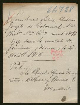 Expediente de Félix Antoine Joseph Lombard