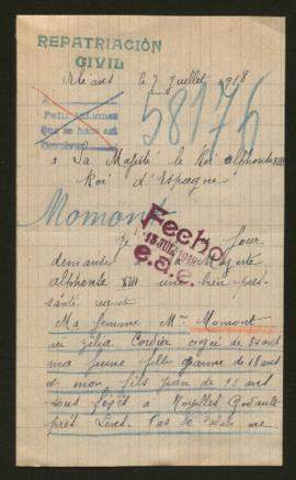 Expediente de la familia Momont Cordier