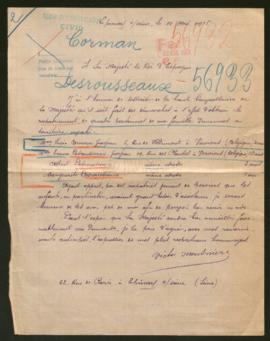 Expediente de Lucie Corman Grosjean y la familia Desrousseaux Grosjean