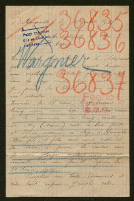 Expediente de Emile Wargnier, Jeanne Lesage Wargnier y la familia de Blanche Wargnier